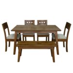 Comedor Pino Radiata: Mesa Vintage 150x90 cm. + 4 Sillas Turquia 3c + Banca Vintage 120x38 cm.
