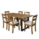 Comedor Pino Radiata con Metal: Mesa Sayri 160x86 cm. + 6 Sillas Paola
