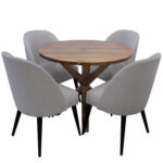 Comedor Pino Radiata: Mesa Jas 110 diam.+ 4 Sillas Grecia