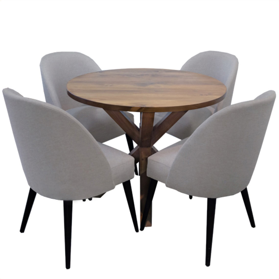 COMP-010 Comedor Pino Radiata: Mesa Jas 110 diam.+ 4 Sillas Grecia - Image 1