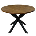 Mesa Comedor Pino Radiata con Metal Jas Diámetro 110 cm.