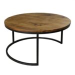 Mesa de centro doble circular madera y metal Hatun - Image 3