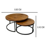 Mesa de centro doble circular madera y metal Hatun - Image 4