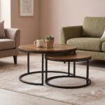 Mesa de centro doble circular madera y metal Hatun - Image 2